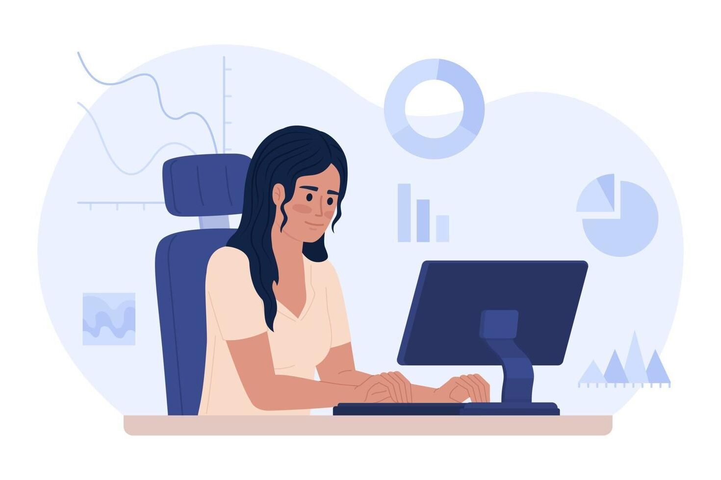 data analyst career flat concept spot illustration editable 2d cartoon character on white for web design software engineer optimization data science creative idea for website mobile app vector